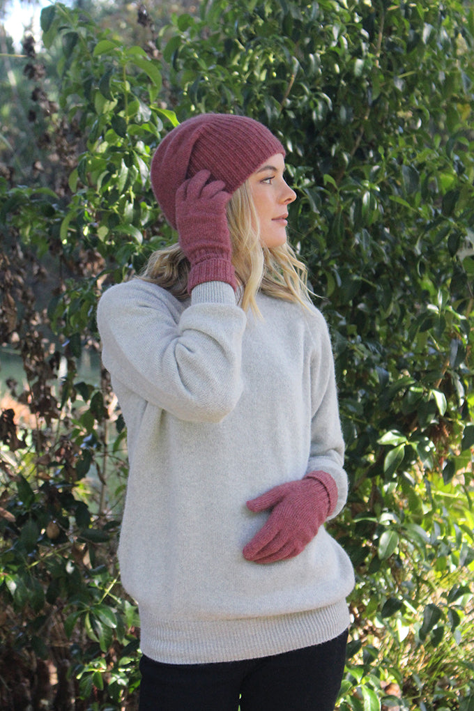 Turn Back Beanie Possum Merino Moss