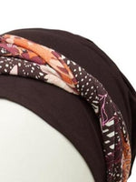 Shakti turban in garden pinks and chocolate